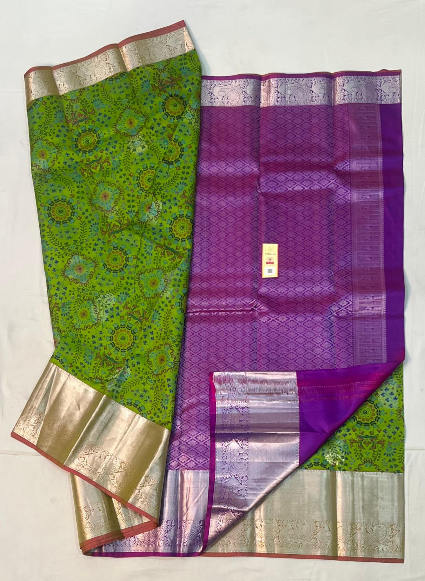 Kalamkari Design Pure Kanchipuram Silk Saree