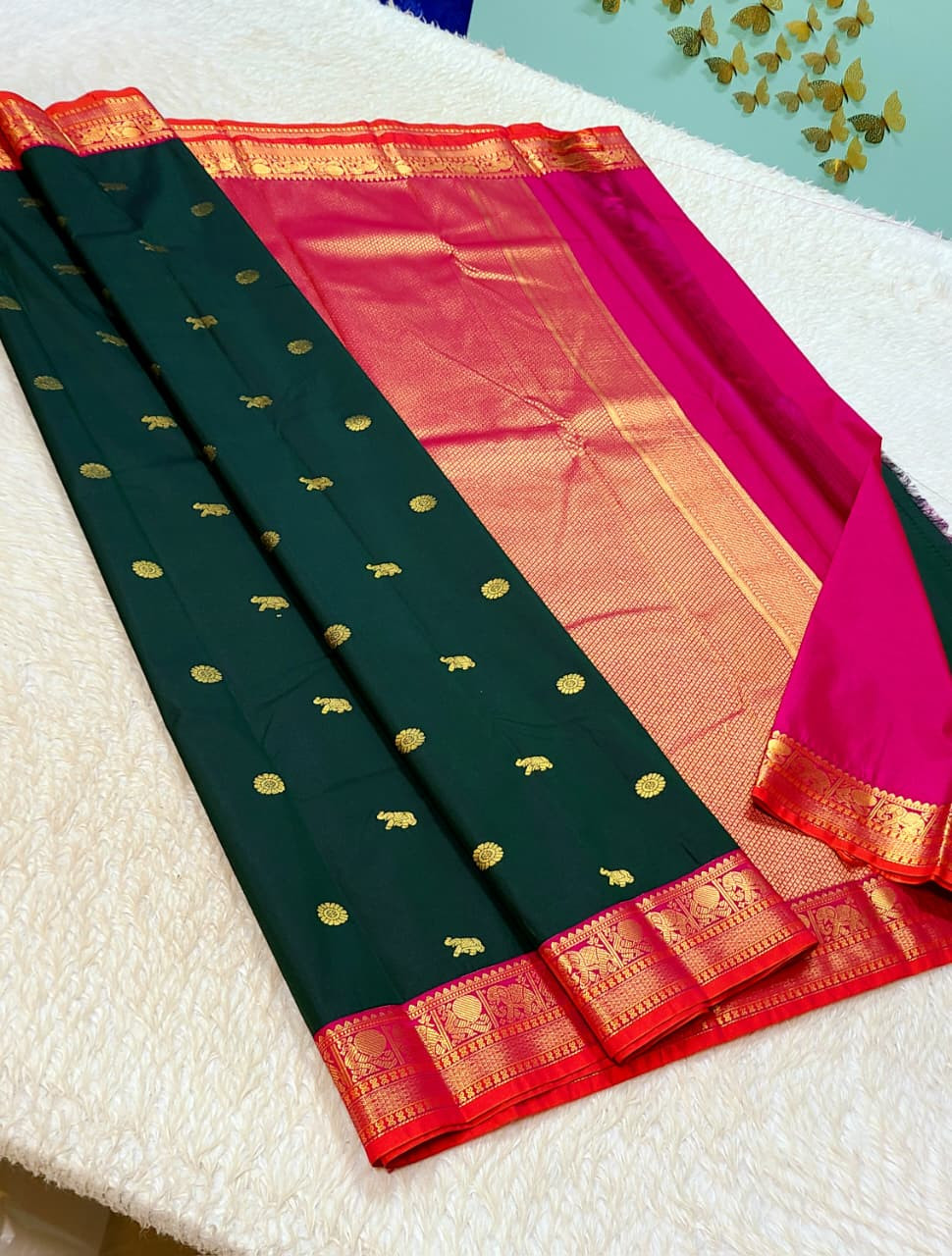 Kanchipuram Korvai Pattern Silk Saree