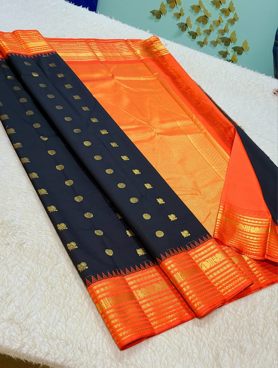 Kanchipuram Korvai Pattern Silk Saree