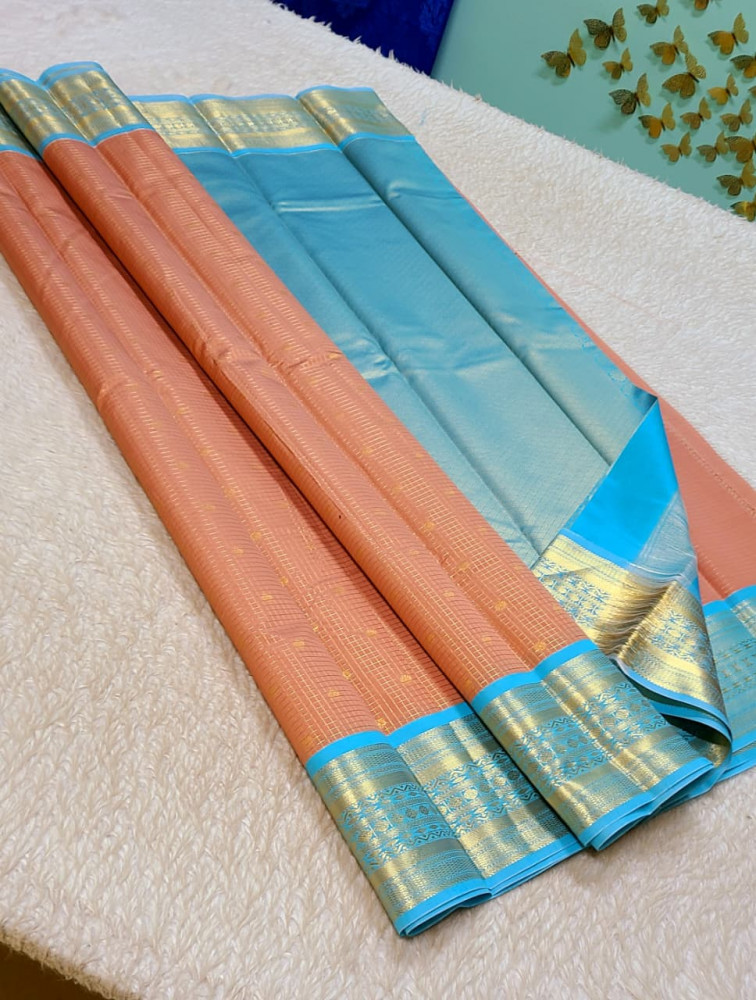 Image of Kanchipuram Korvai Pattern Silk Saree