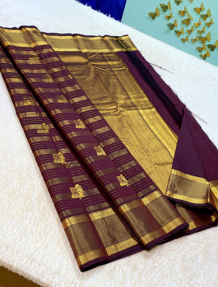 Image of Kanchipuram Korvai Pattern Silk Saree