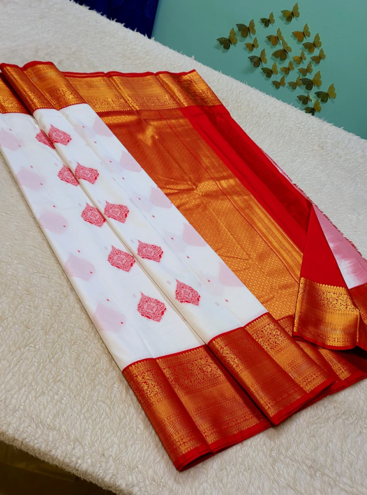 Image of Kanchipuram Korvai Pattern Silk Saree