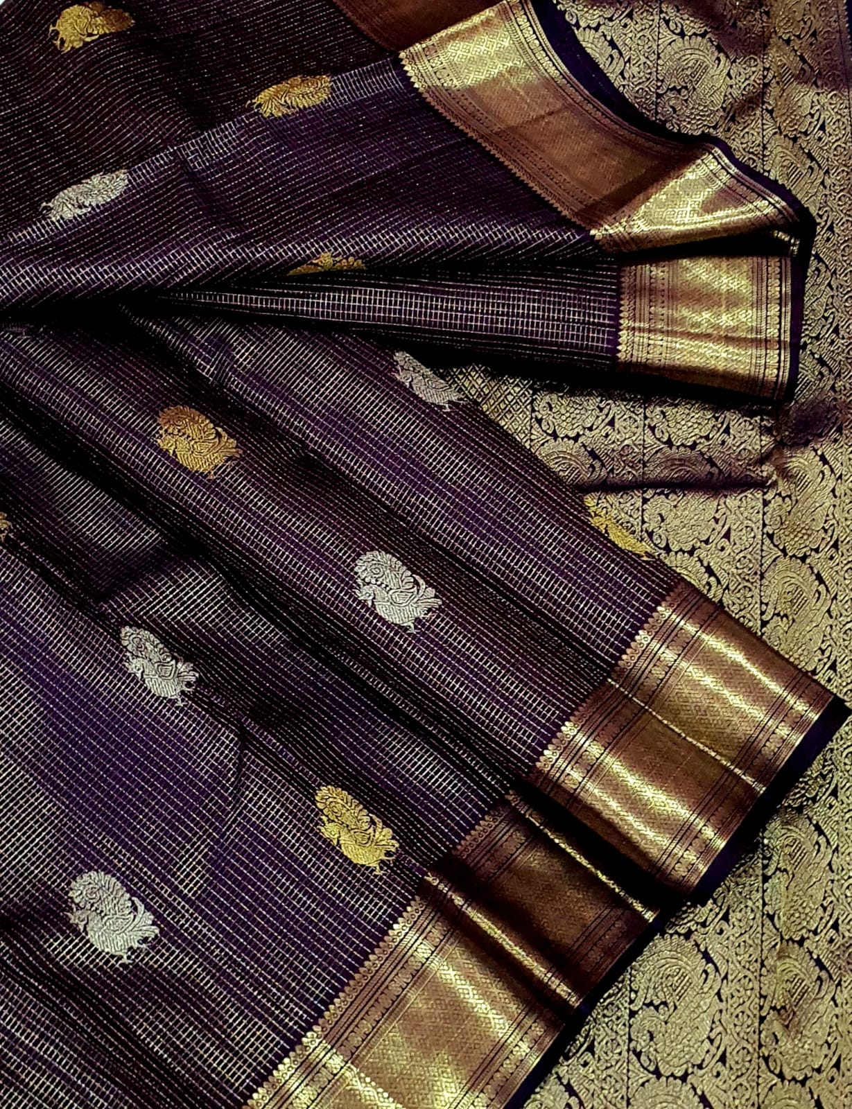 Kanchipuram Full Jacquard Vaira Oosi Pure Silk Saree
