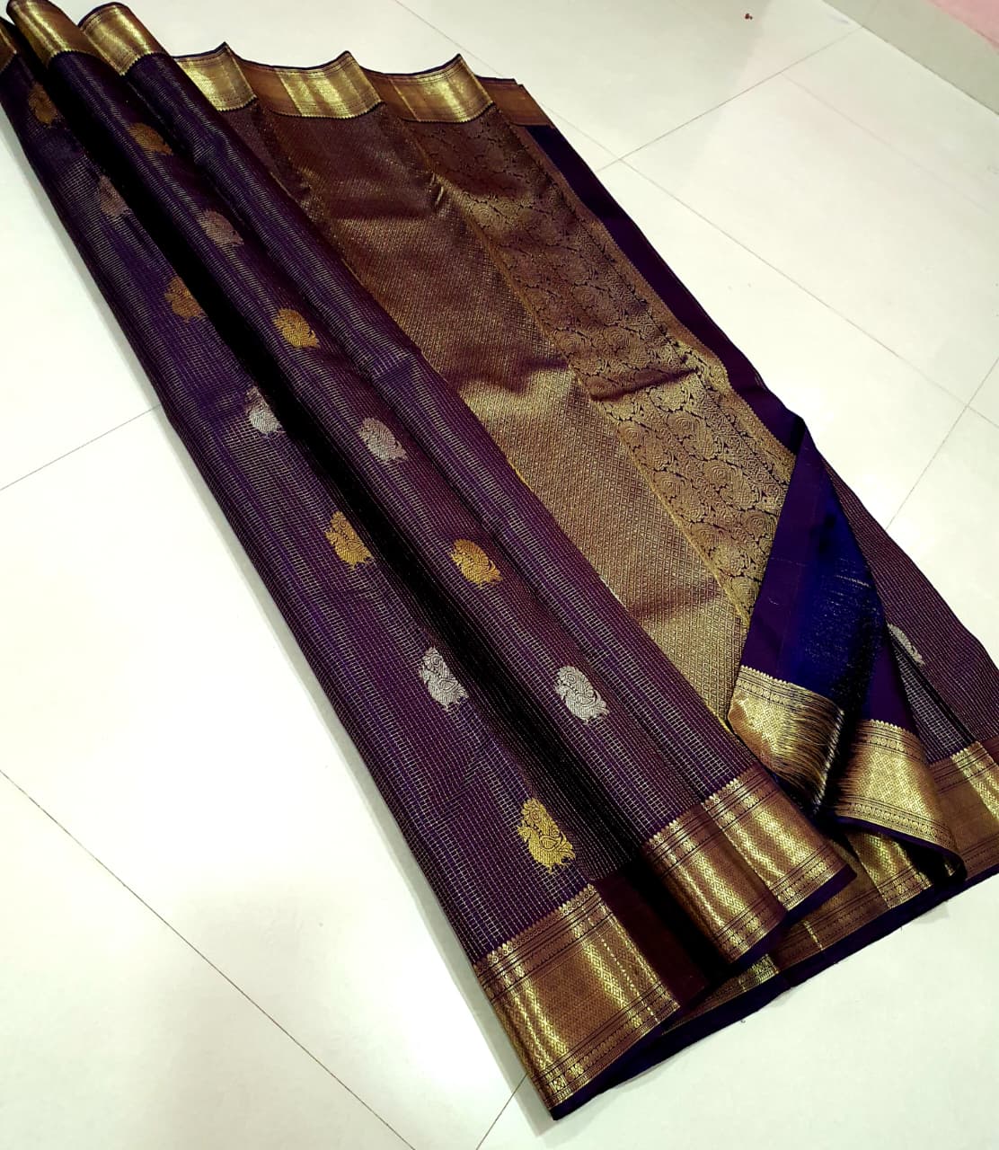 Kanchipuram Full Jacquard Vaira Oosi Pure Silk Saree