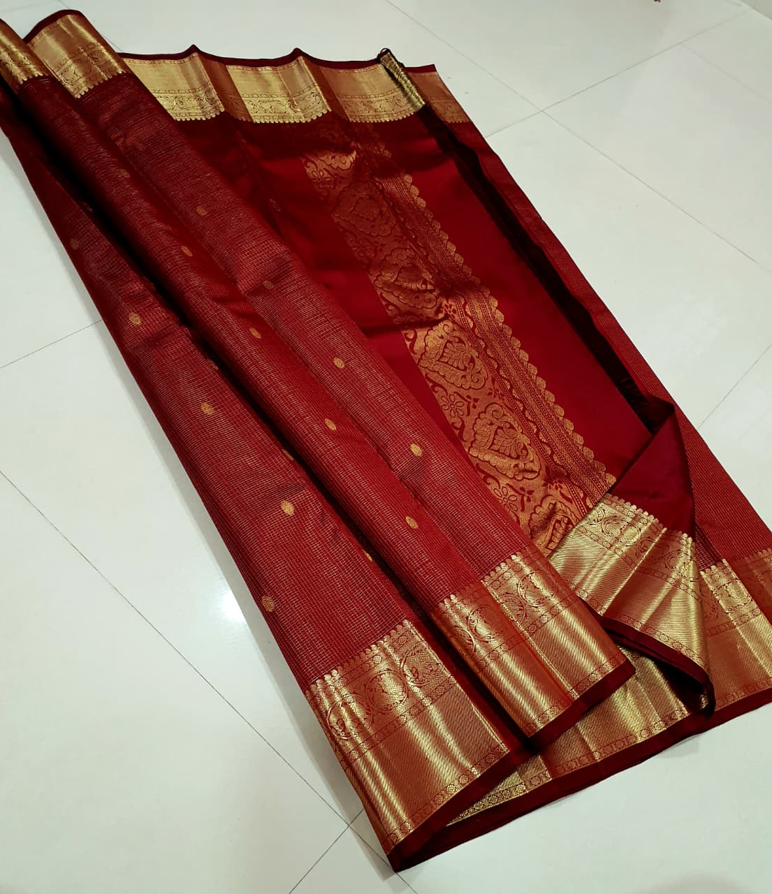 Kanchipuram Full Jacquard Vaira Oosi Pure Silk Saree