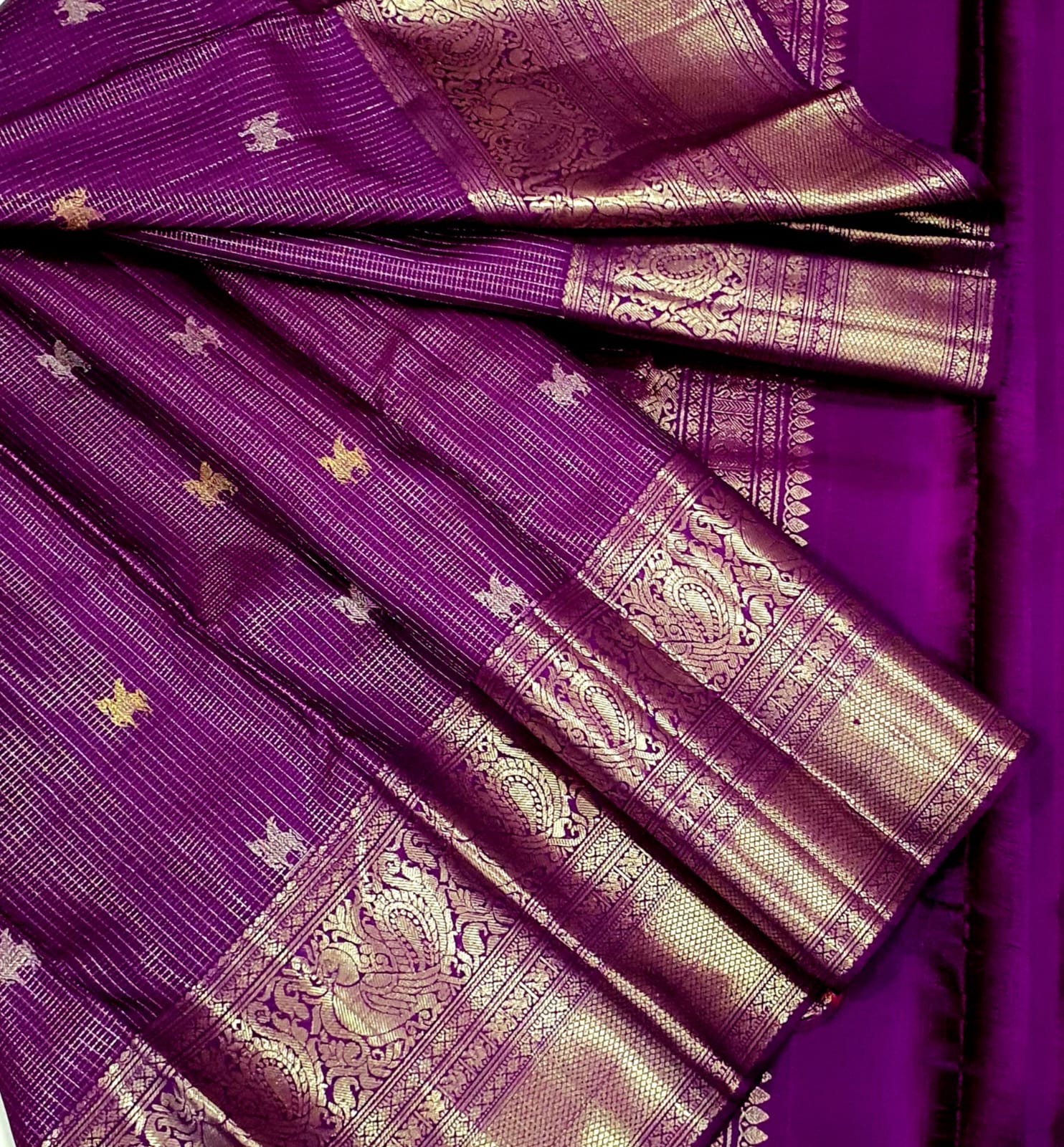 Kanchipuram Full Jacquard Vaira Oosi Pure Silk Saree