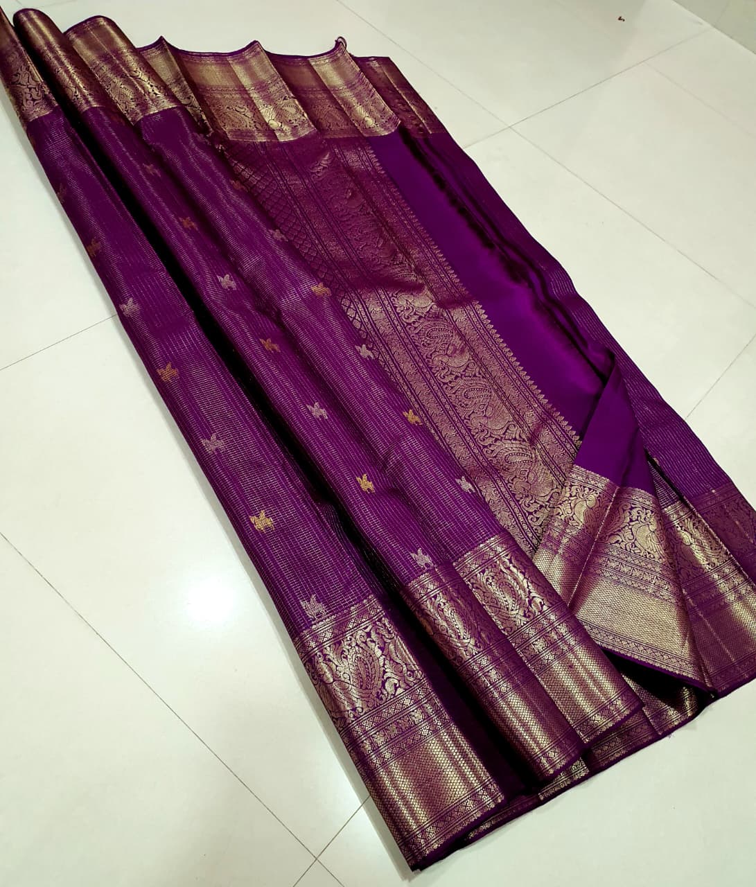 Kanchipuram Full Jacquard Vaira Oosi Pure Silk Saree