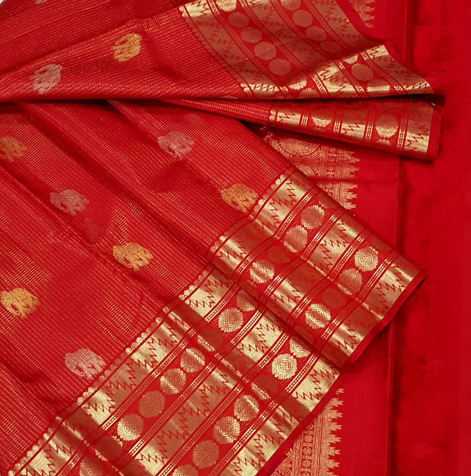 Kanchipuram Full Jacquard Vaira Oosi Pure Silk Saree
