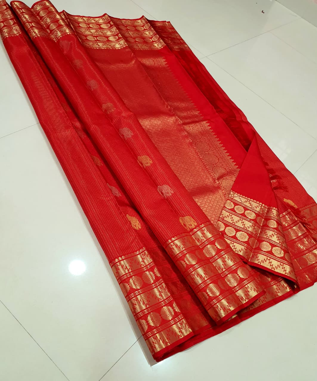 Kanchipuram Full Jacquard Vaira Oosi Pure Silk Saree