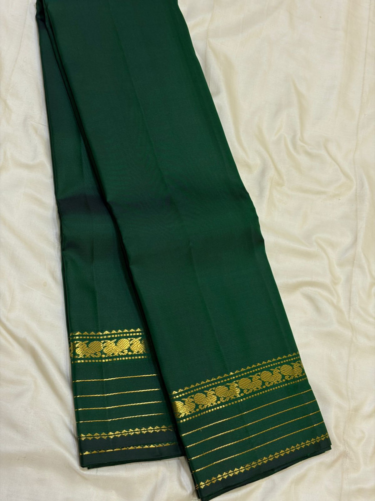 Image of Kanchipuram Pure Silk Traditional Border Saree