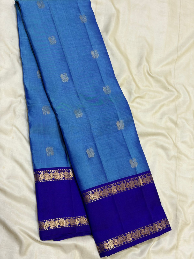 Image of Kanchipuram Pure Silk Traditional Border Saree