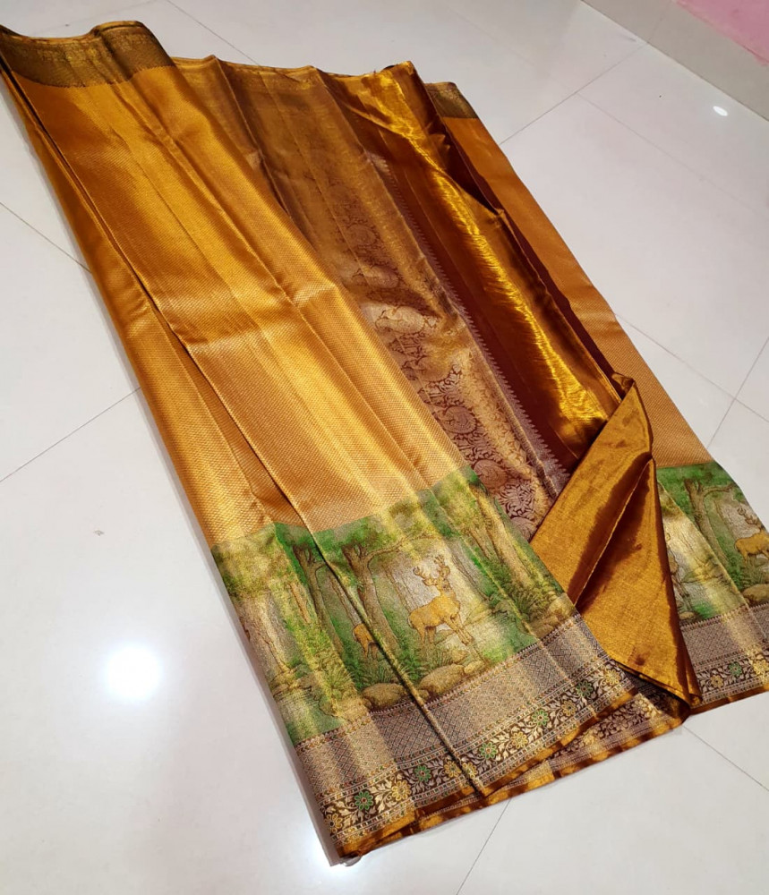 Image of Kanchipuram Pure Tissue Silk Saree