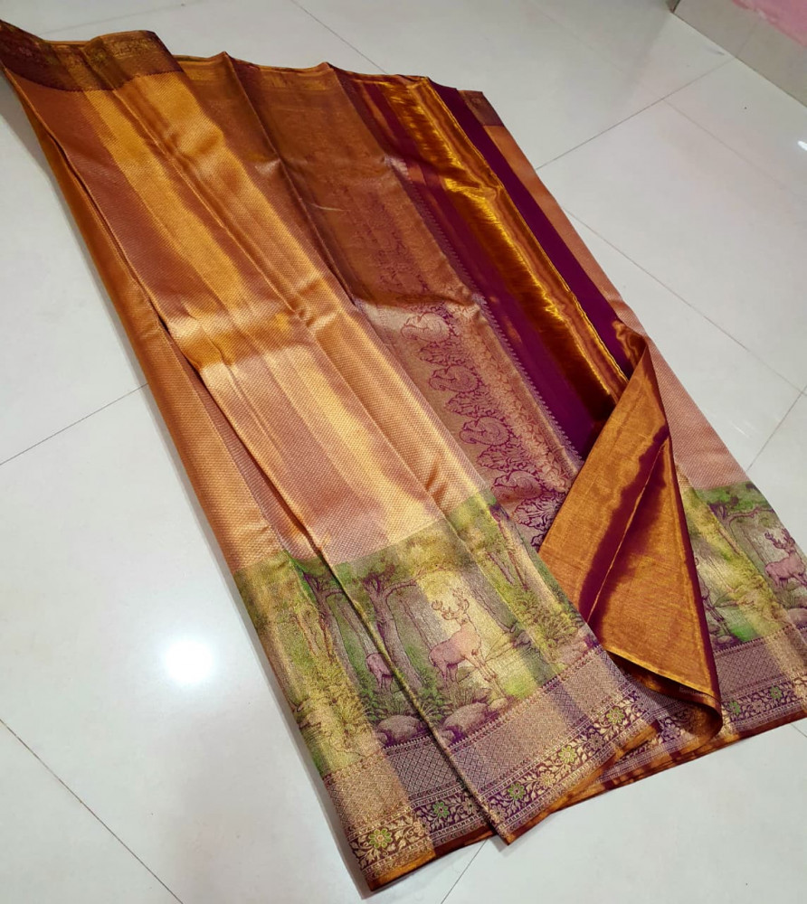 Image of Kanchipuram Pure Tissue Silk Saree
