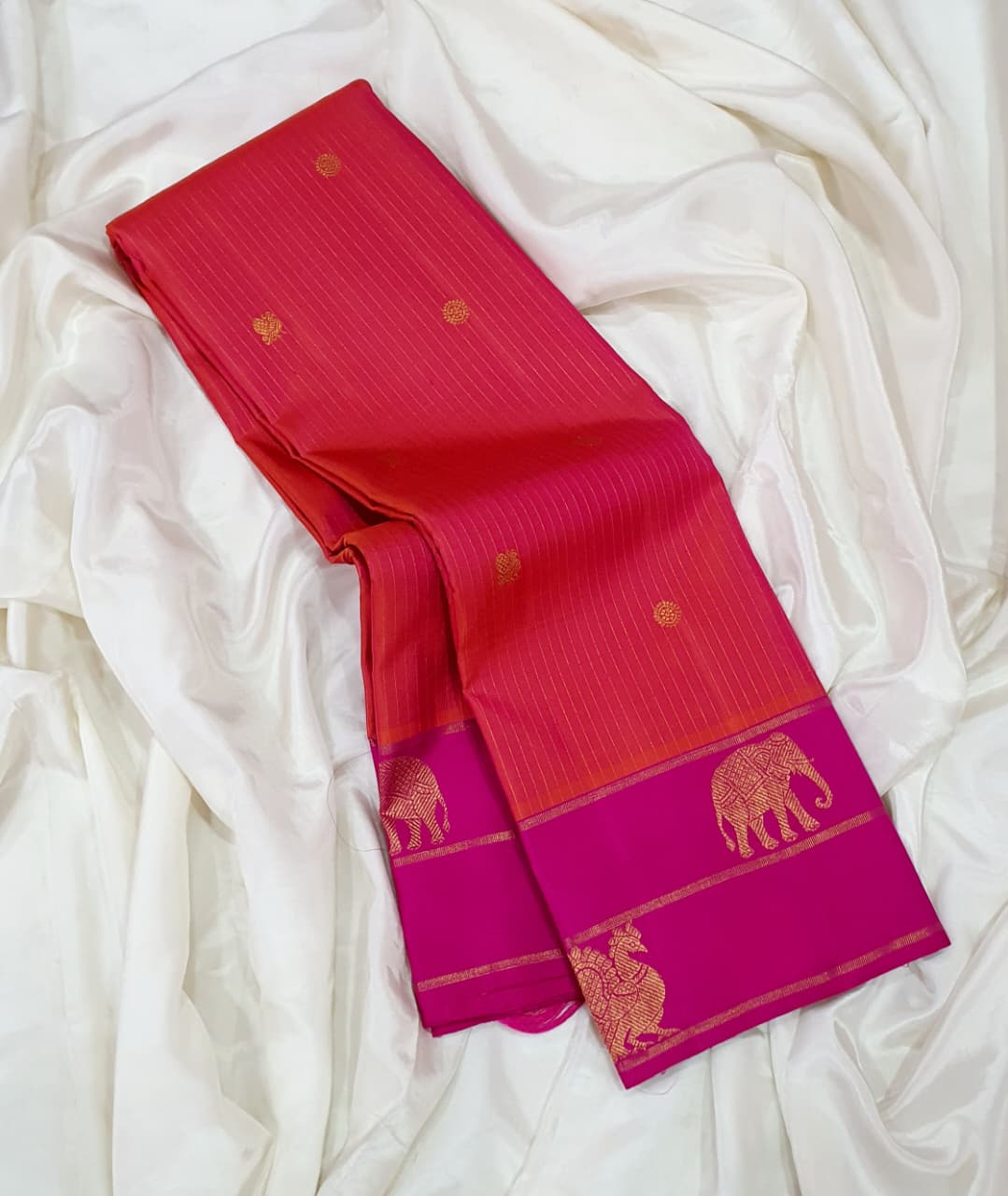 Kanchipuram Pure Silk Vaira Osai Dual Border Saree