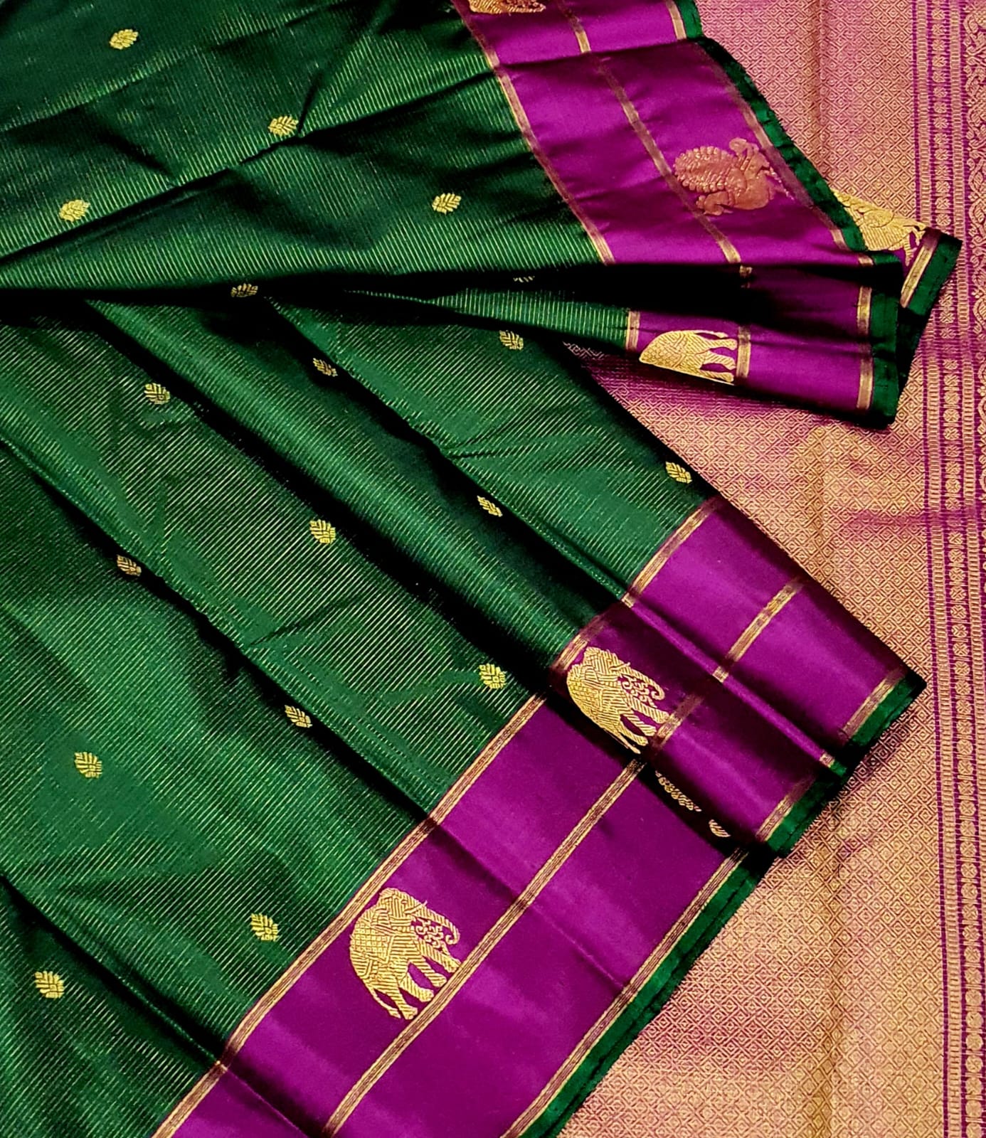Kanchipuram Pure Silk Vaira Osai Dual Border Saree