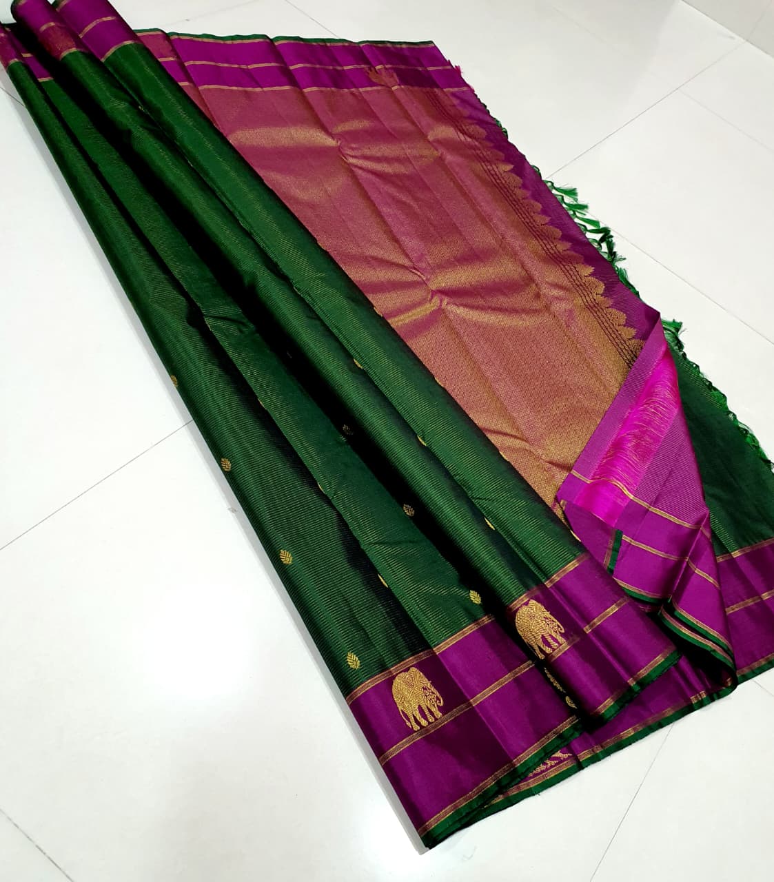Kanchipuram Pure Silk Vaira Osai Dual Border Saree