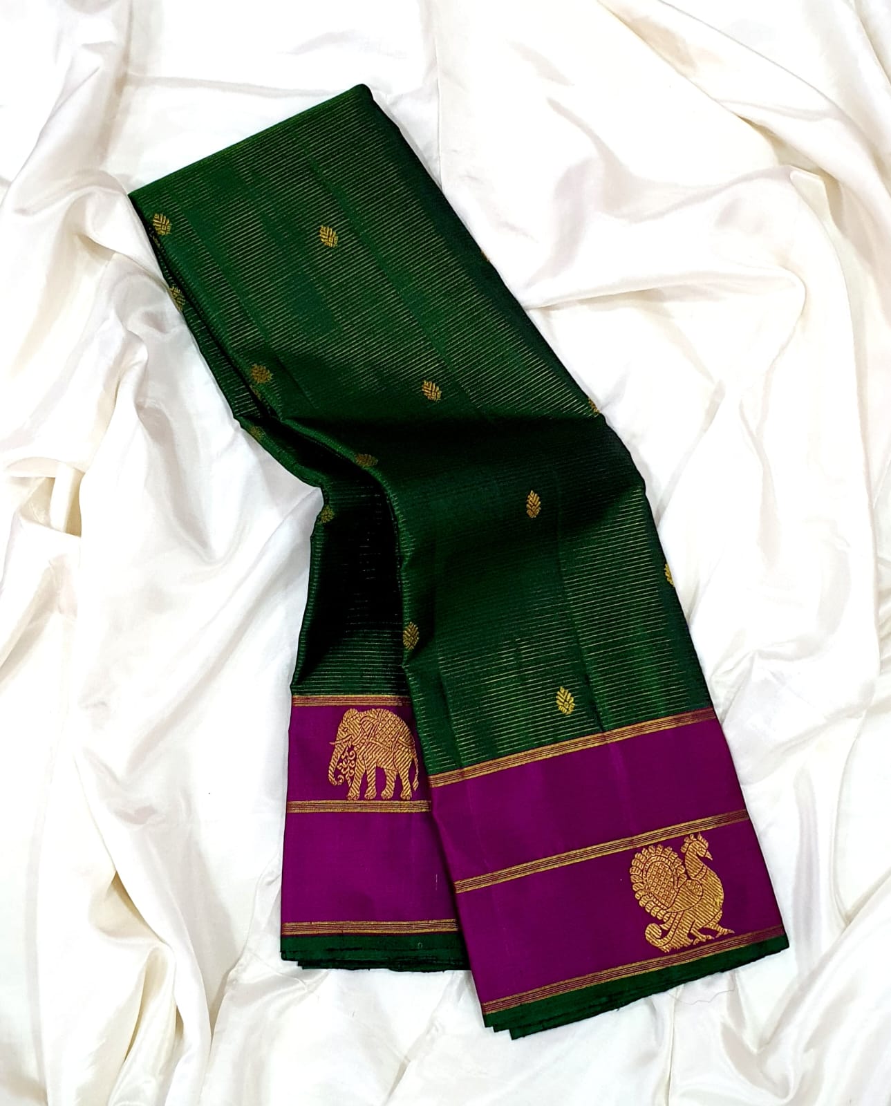 Kanchipuram Pure Silk Vaira Osai Dual Border Saree
