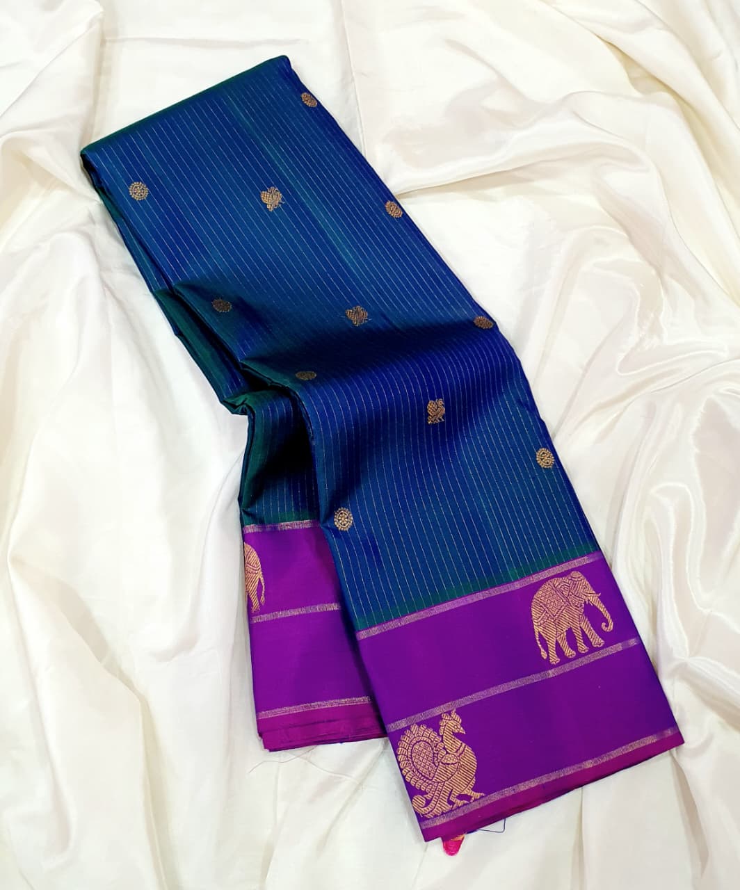 Kanchipuram Pure Silk Vaira Osai Dual Border Saree