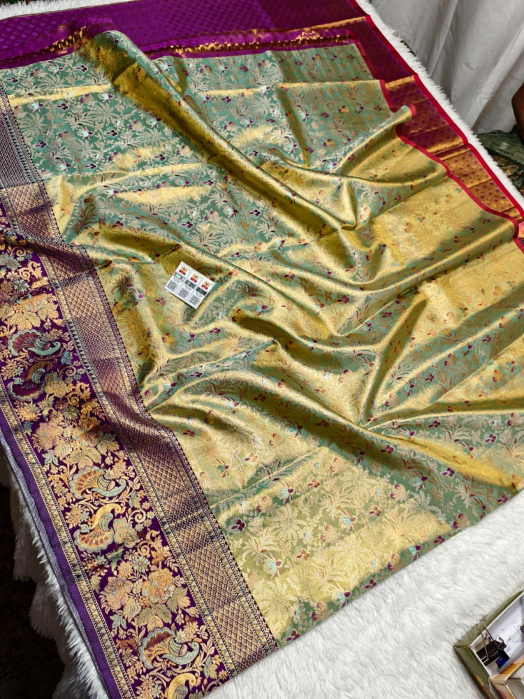 Image of Kanchipuram Free Size Pure Silk Lehenga