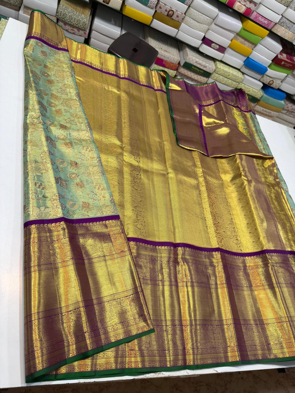 Pure Kanchipuram Handloom Tissue Brocade Silk Saree