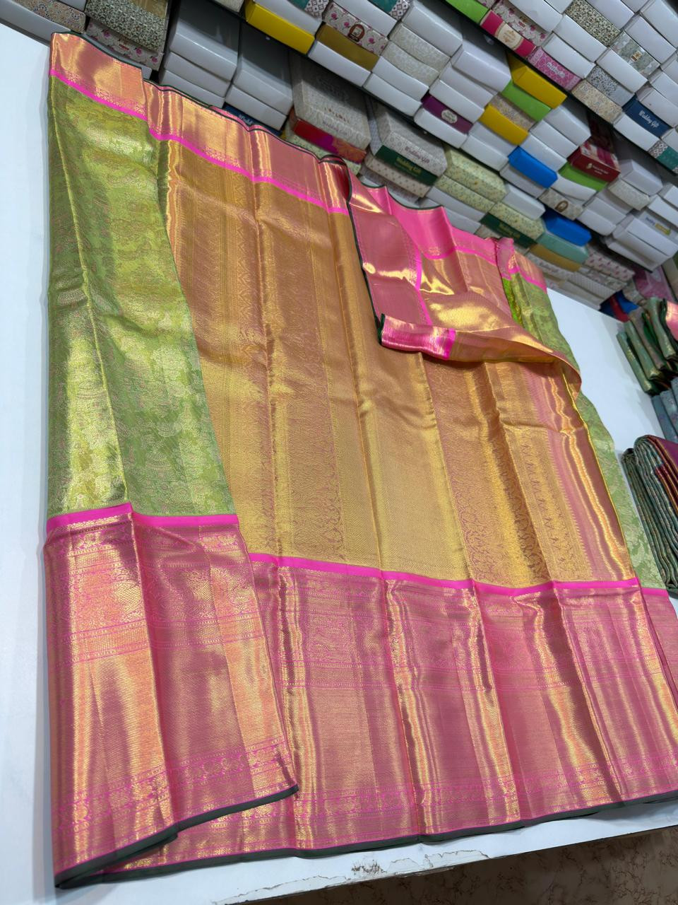 Pure Kanchipuram Handloom Tissue Brocade Silk Saree
