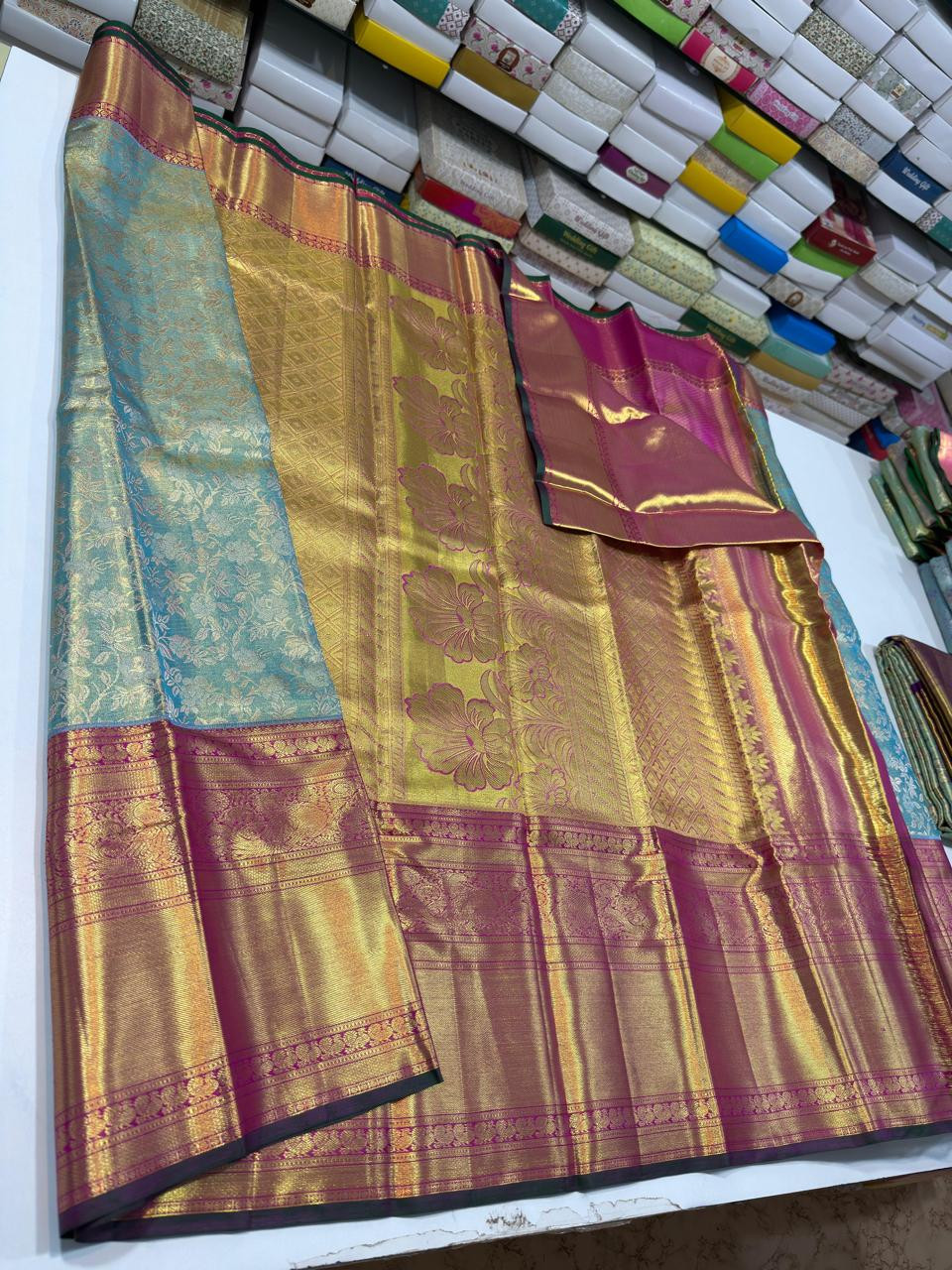 Pure Kanchipuram Handloom Tissue Brocade Silk Saree
