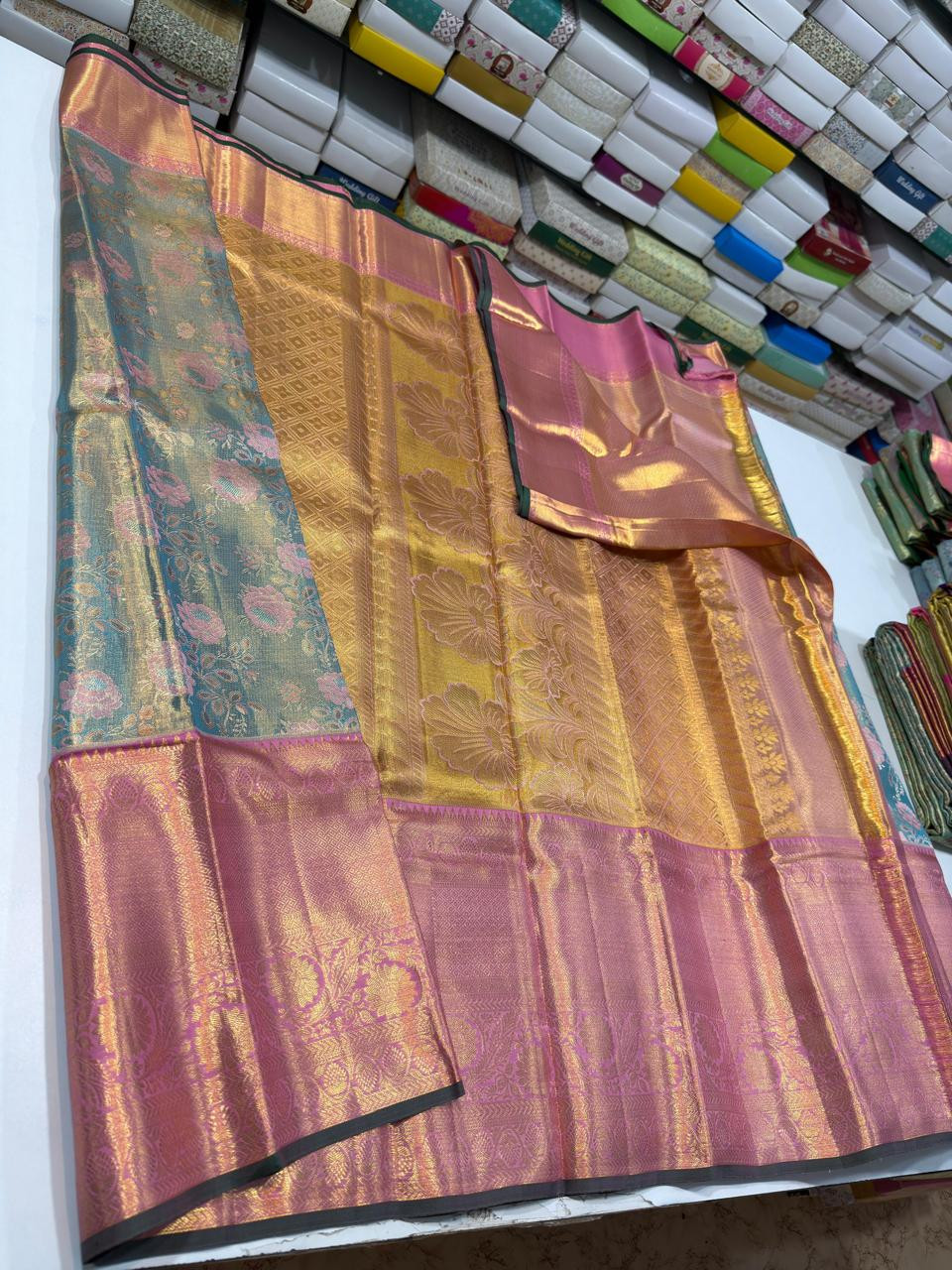 Pure Kanchipuram Handloom Tissue Brocade Silk Saree