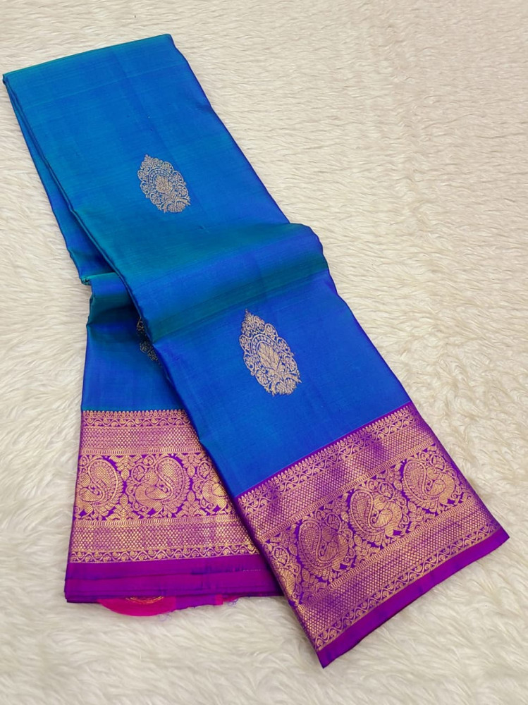 Image of Kanchipuram Pure Silk Small Border Saree