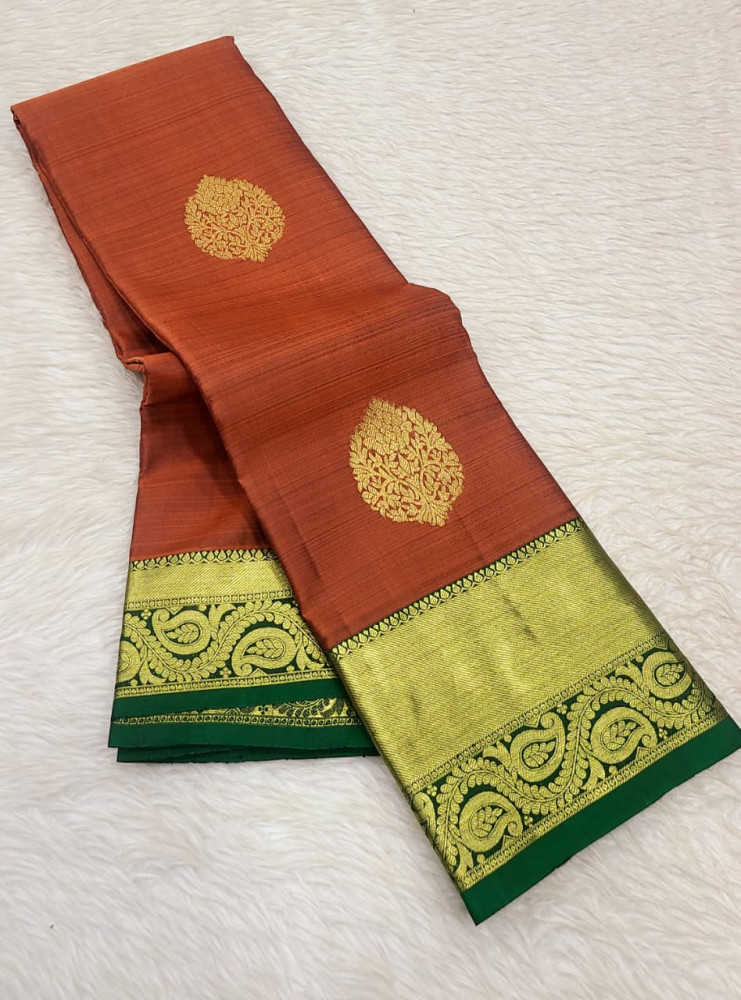 Image of Kanchipuram Pure Silk Small Border Saree