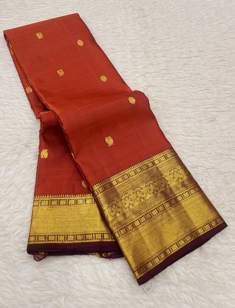 Image of Kanchipuram Pure Silk Small Border Saree