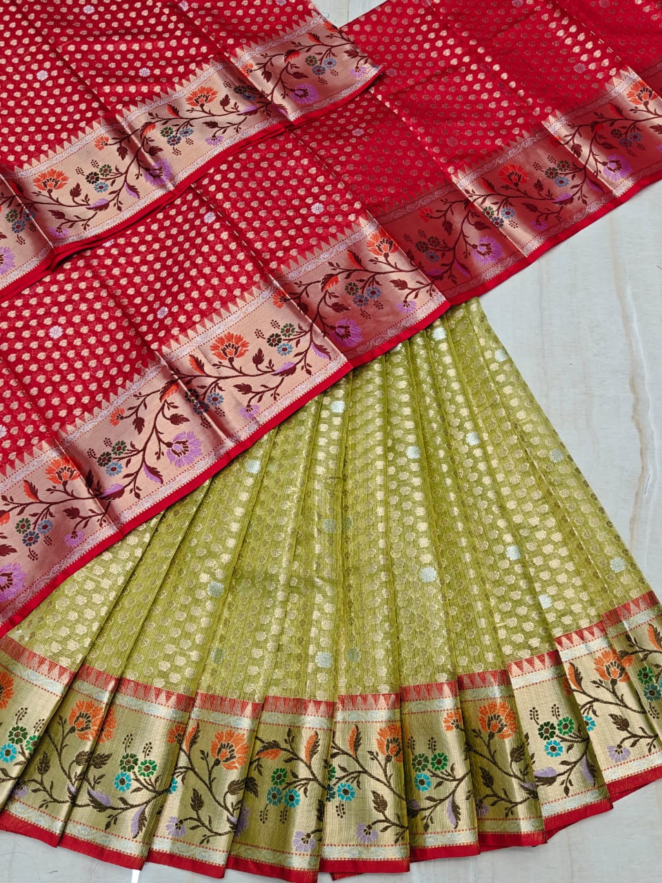 Soft Silk Kota Weaving LehengaHalf Saree