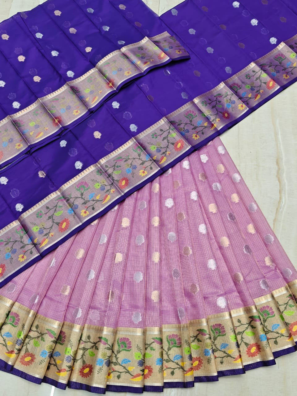 Soft Silk Kota Weaving LehengaHalf Saree