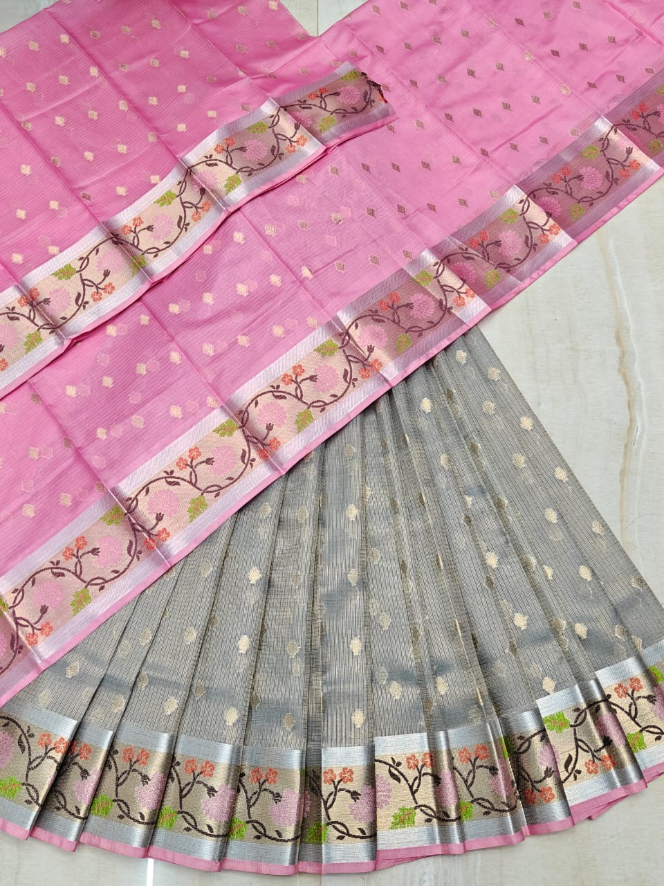 Soft Silk Kota Weaving LehengaHalf Saree