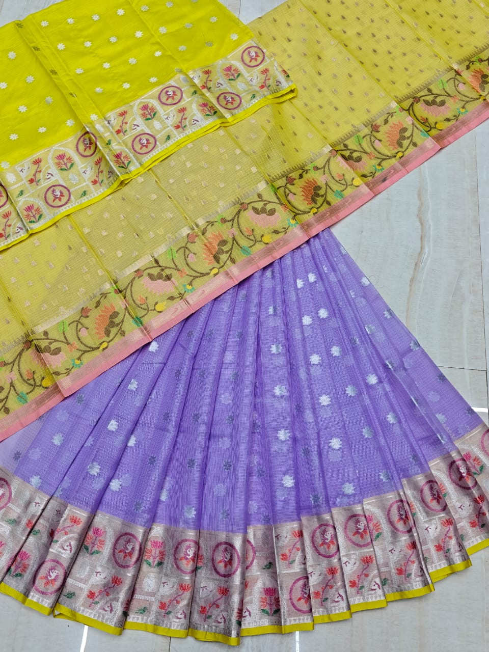 Soft Silk Kota Weaving LehengaHalf Saree