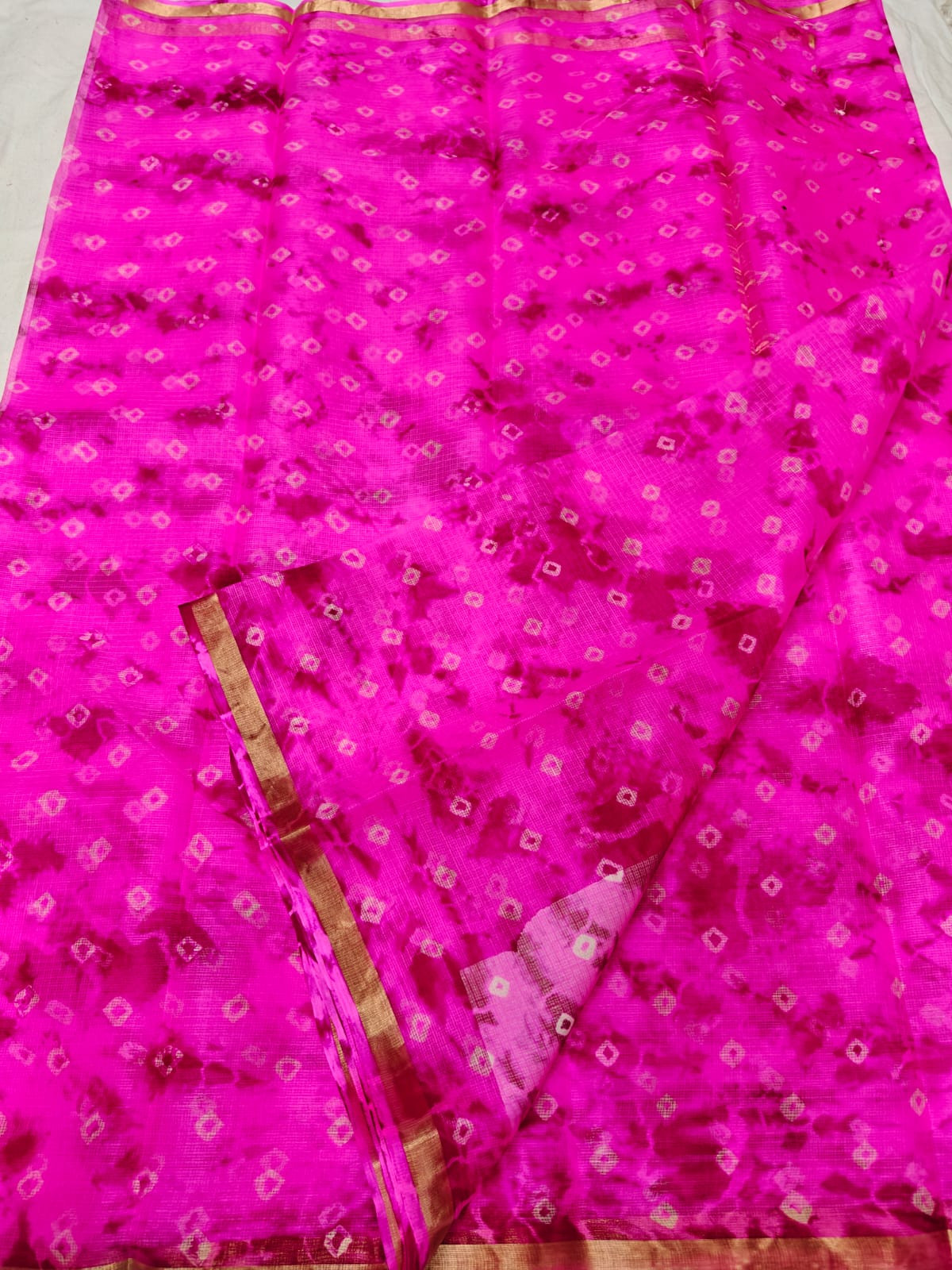 Pure Silk Kota Shibori Print Saree