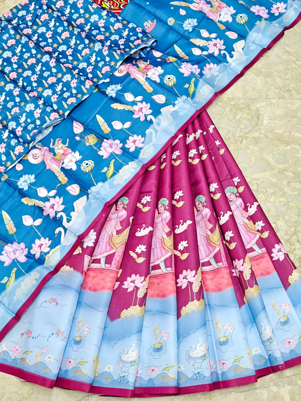 Tusser Printed Kota Lehenga Half Saree