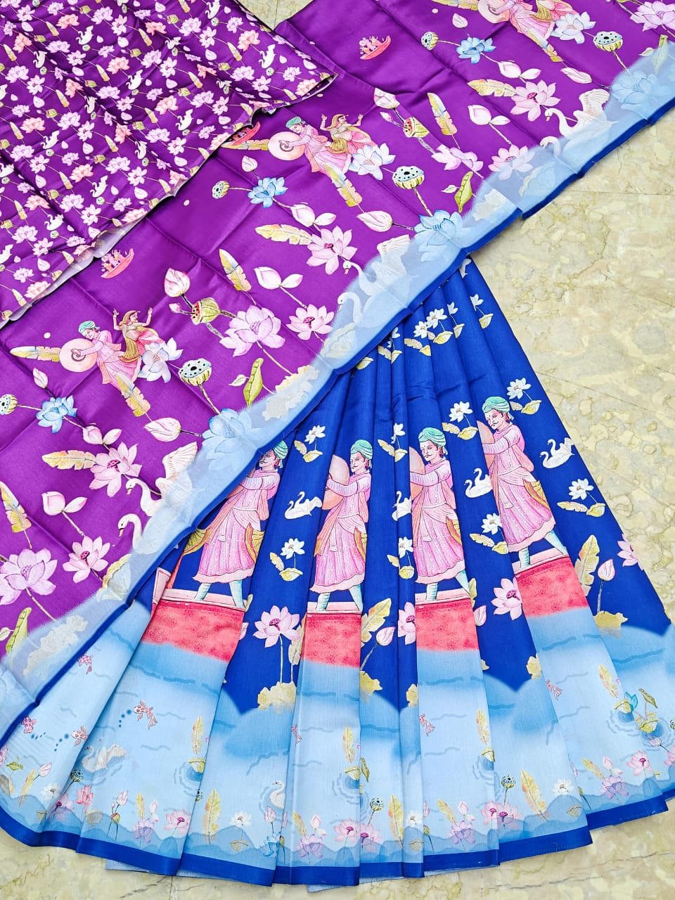 Tusser Printed Kota Lehenga Half Saree