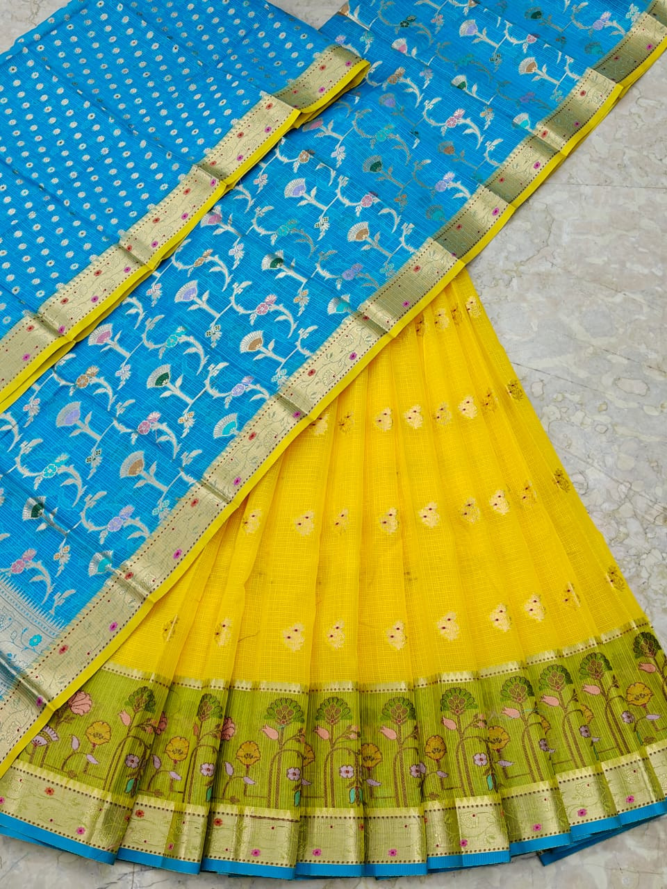 Soft Silk Kota Weaving Lehenga Half Saree