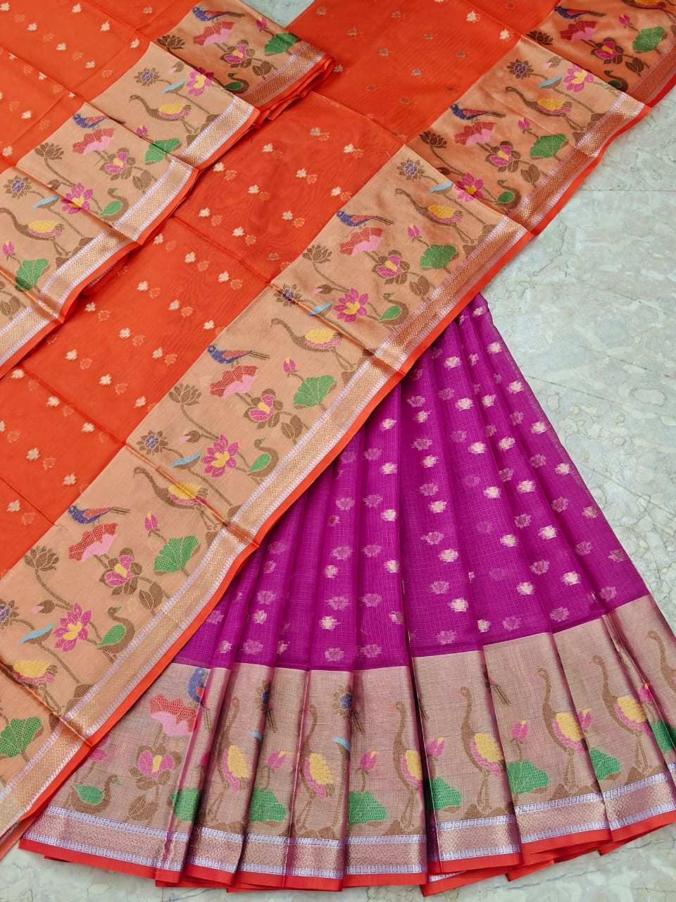 Soft Silk Kota Weaving Lehenga Half Saree