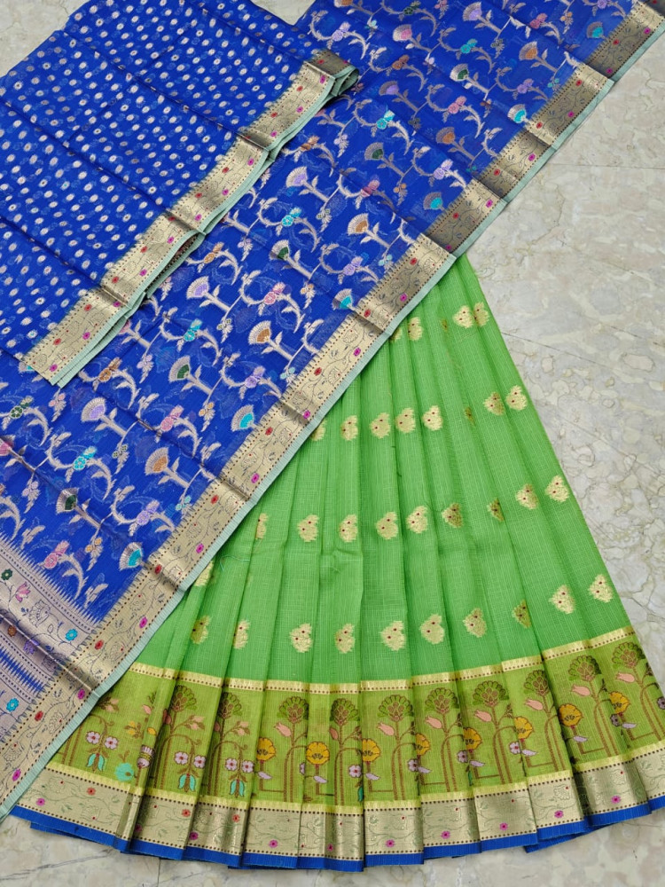 Image of Soft Silk Kota Weaving Lehenga/ Half Saree
