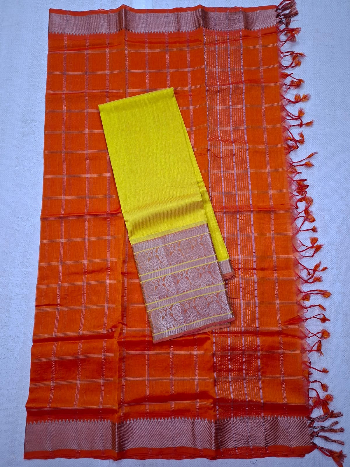 Hand woven mangalagiri LT silk  cotton BIG KANCHI border lehanga sets  langa voni sets 