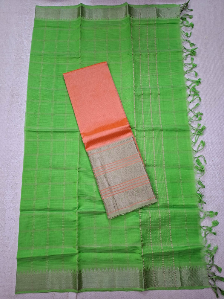 Image of Hand woven mangalagiri L.T silk &amp; cotton BIG KANCHI border lehanga sets ( langa voni sets )