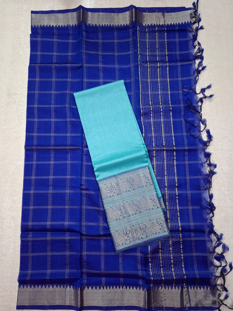 Image of Hand woven mangalagiri L.T silk &amp; cotton BIG KANCHI border lehanga sets ( langa voni sets )