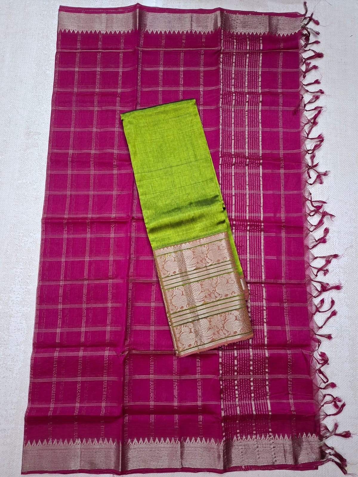 Hand woven mangalagiri LT silk  cotton BIG KANCHI border lehanga sets  langa voni sets 