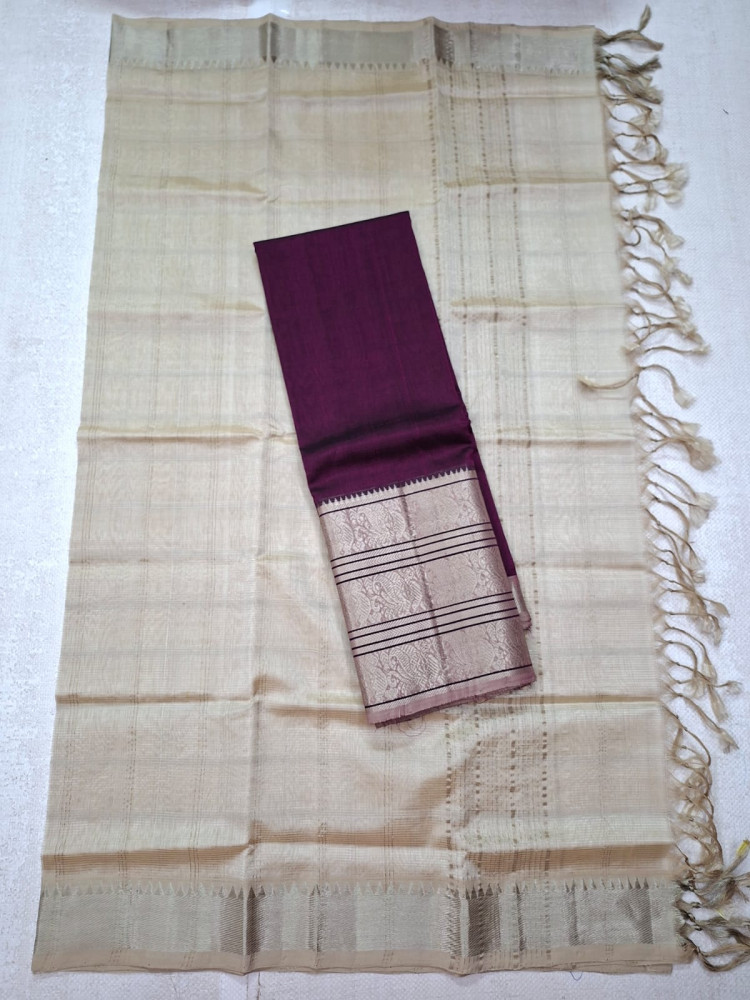 Image of Hand woven mangalagiri L.T silk &amp; cotton BIG KANCHI border lehanga sets ( langa voni sets )