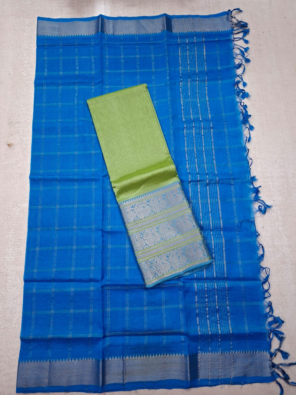 Hand woven mangalagiri LT silk  cotton BIG KANCHI border lehanga sets  langa voni sets 