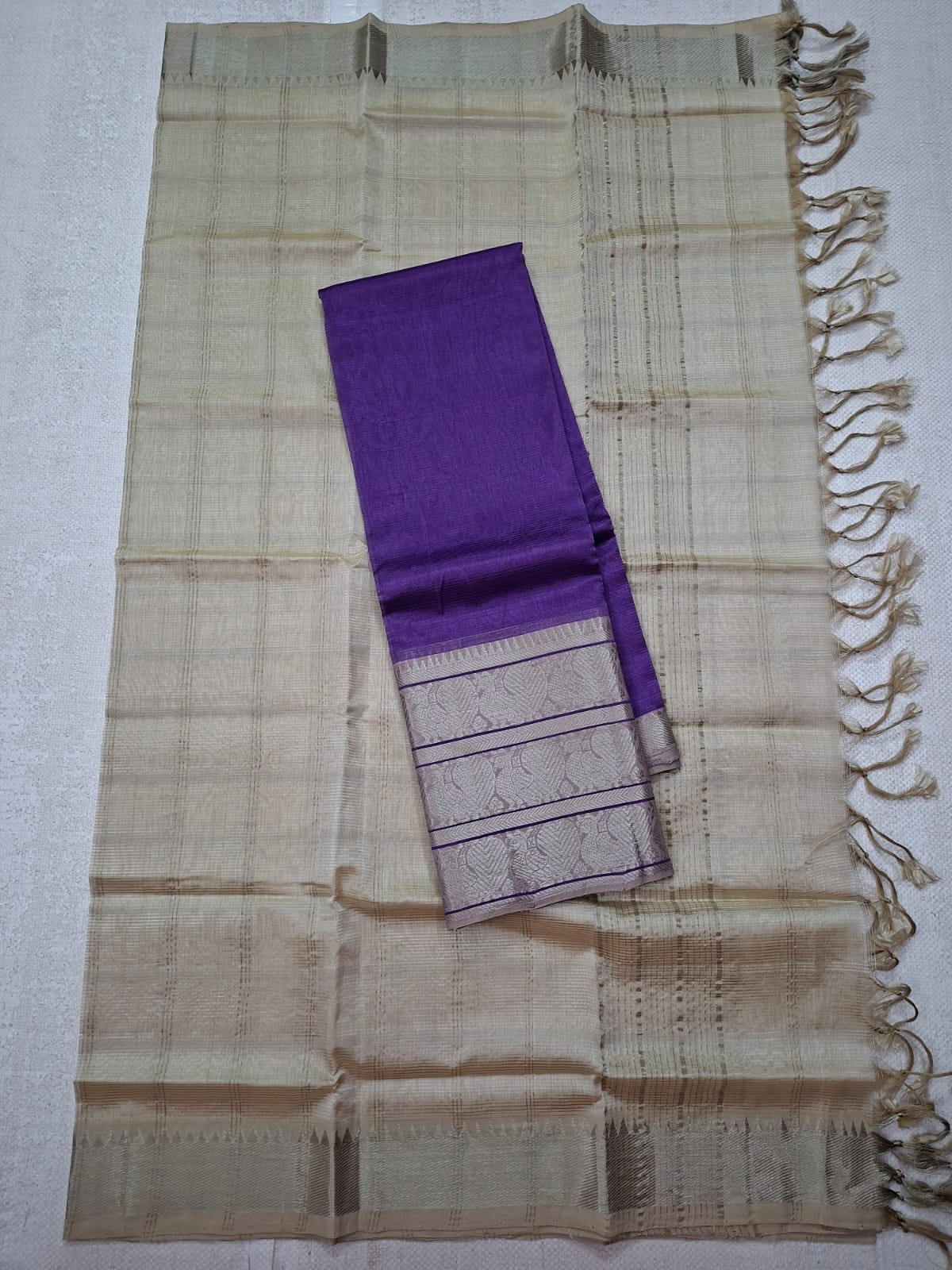 Hand woven mangalagiri LT silk  cotton BIG KANCHI border lehanga sets  langa voni sets 