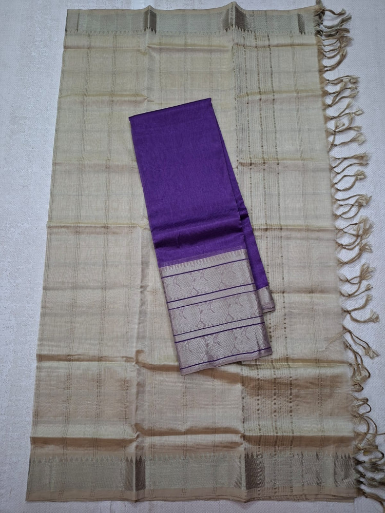 Image of Hand woven mangalagiri L.T silk &amp; cotton BIG KANCHI border lehanga sets ( langa voni sets )