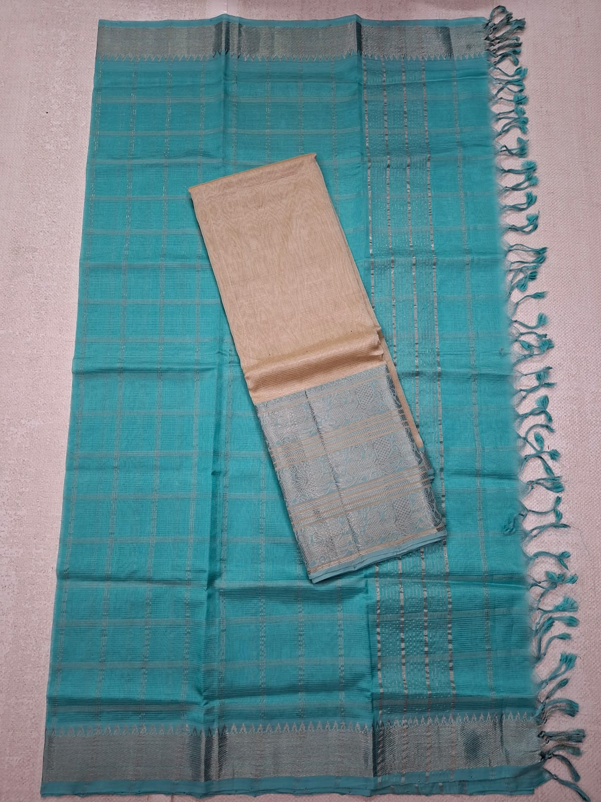 Hand woven mangalagiri LT silk cotton BIG KANCHI border lehanga sets langa voni sets