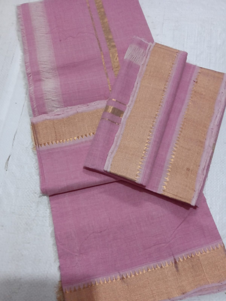 Image of Handloom Mangalagiri Pure Cotton Pancha Kanduva Set for Men